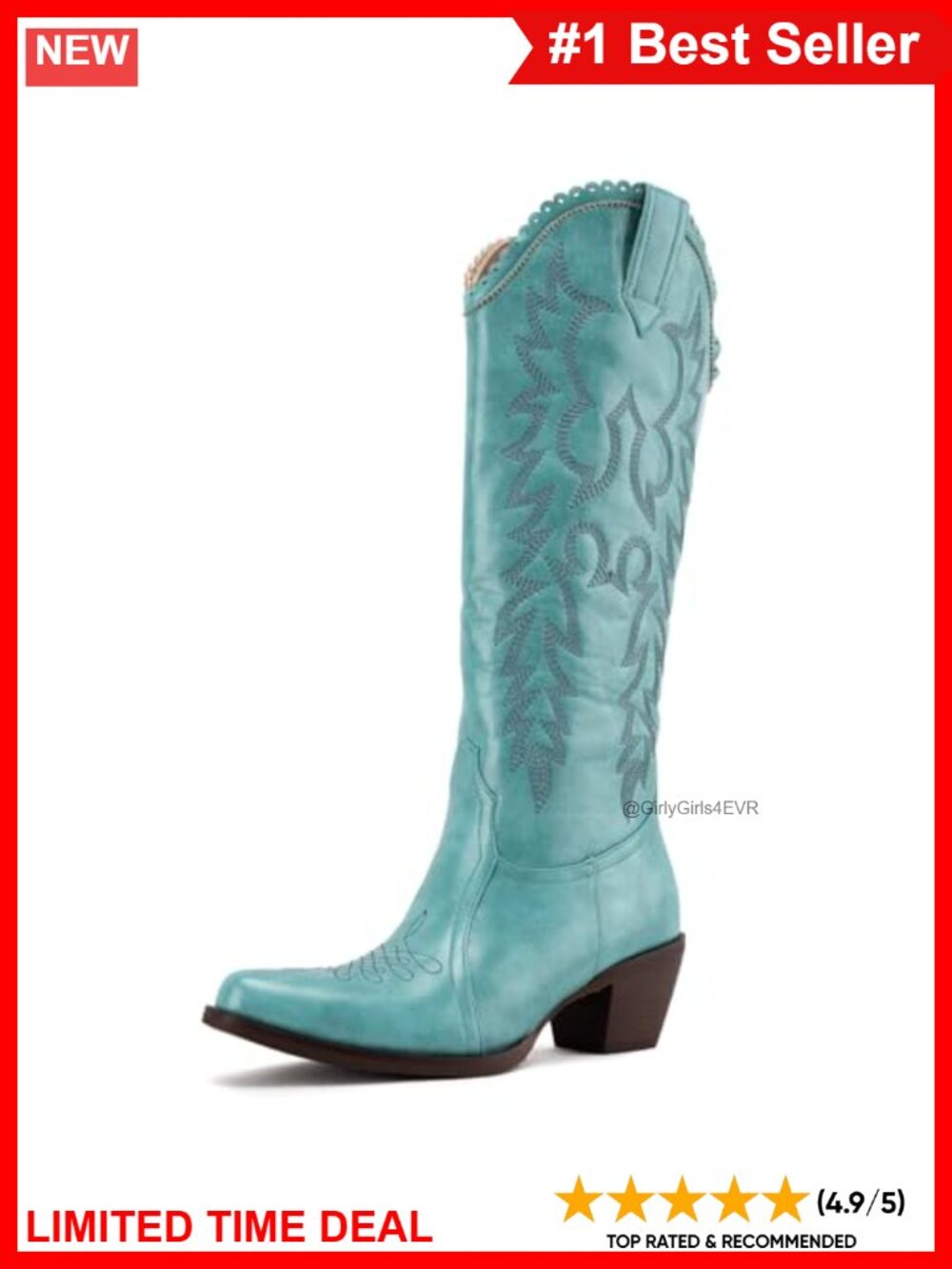 Faux Suede Cowboy Boots Mid Calf Western Boots Block Heel